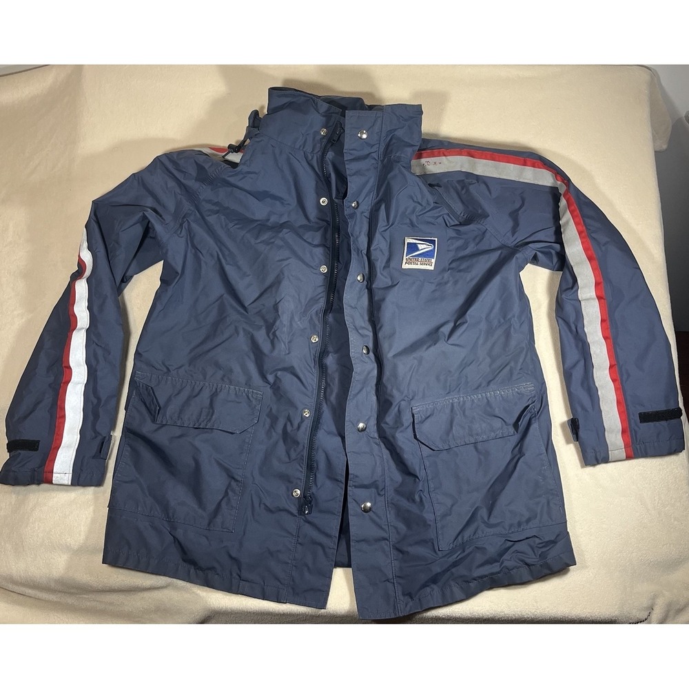 Vintage‎ 90s Neese USPS Postal Carrier Rainwear Hooded Jacket Medium Reflective
